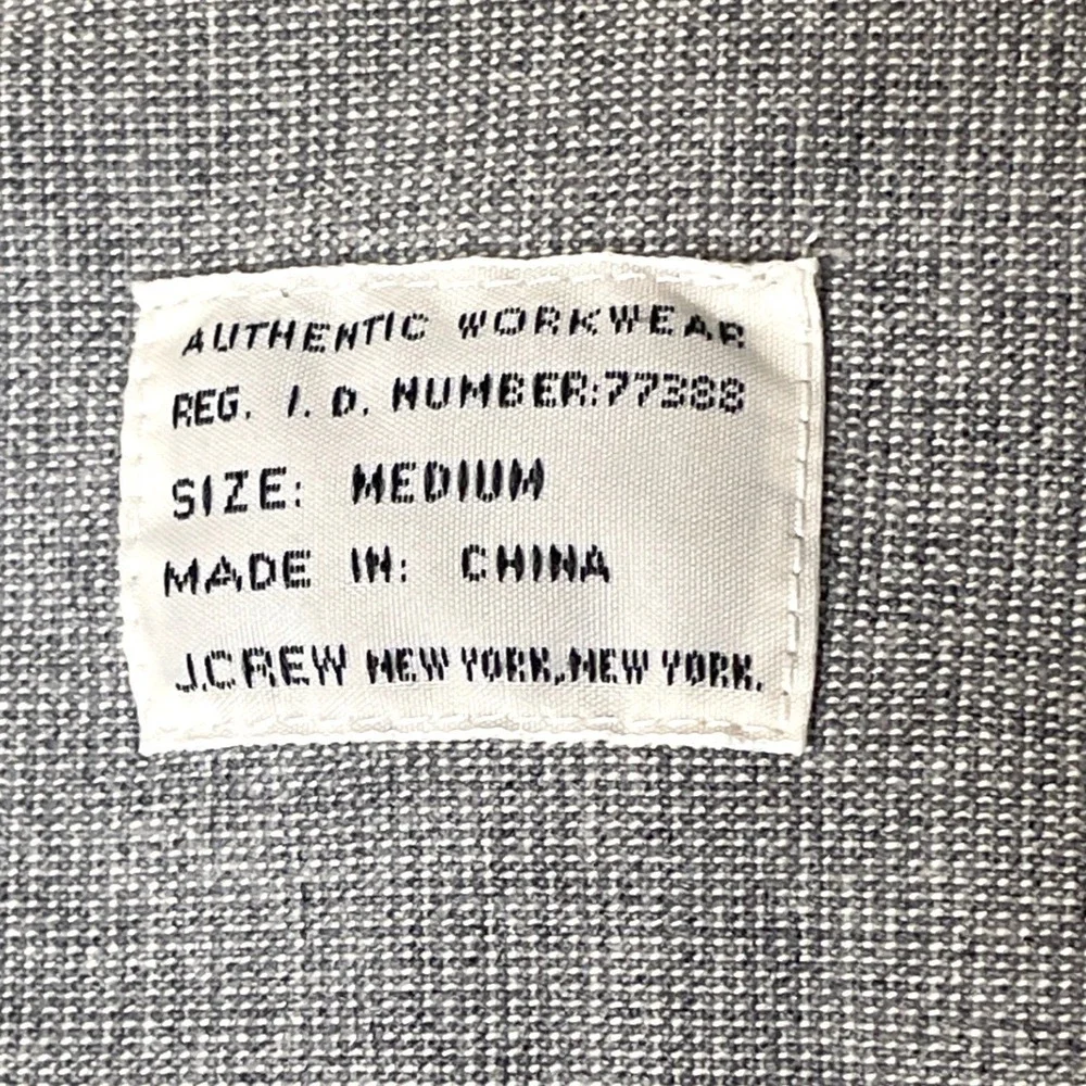 J. Crew Mens Button Up Shirt Authentic Workwear Medium Gray
